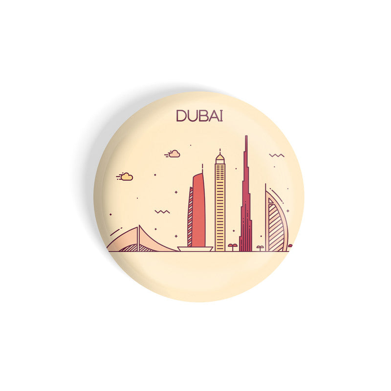 dhcrafts Round Fridge Magnet Brown Color Dubai Glossy Finish Design Pack of 1 (58 mm)